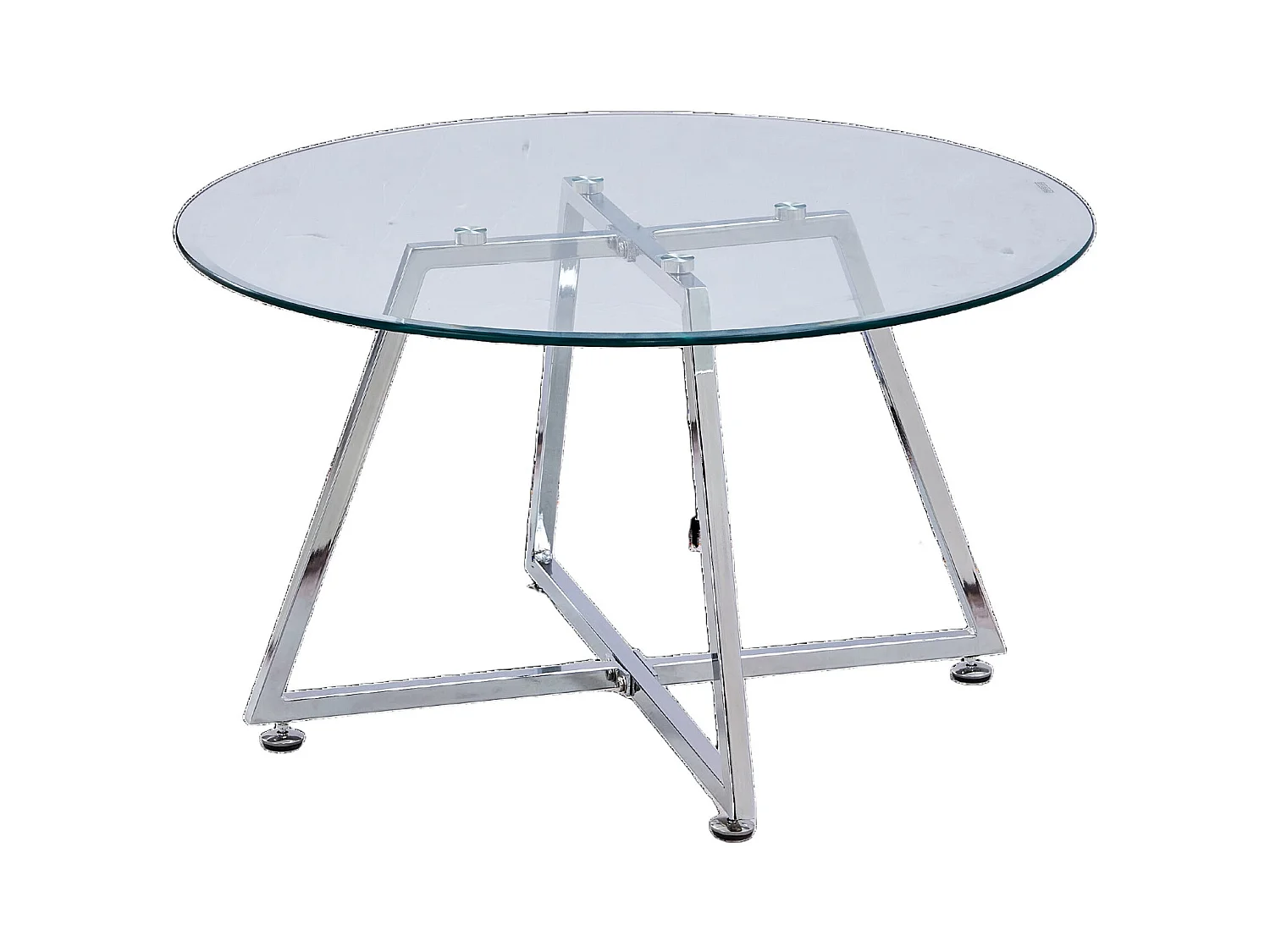 Table basse HELOISE Chrome et plateau en verre 80x45 cm