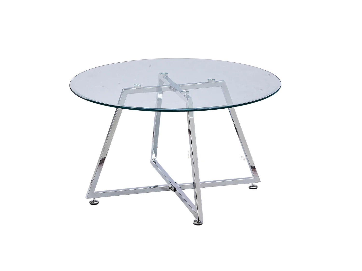 Table basse HELOISE Chrome et plateau en verre 80x45 cm