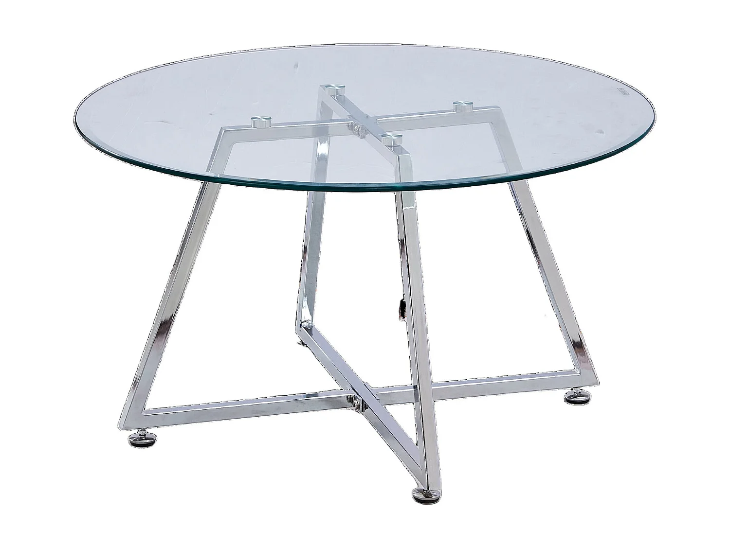Table basse HELOISE Chrome et plateau en verre 80x45 cm