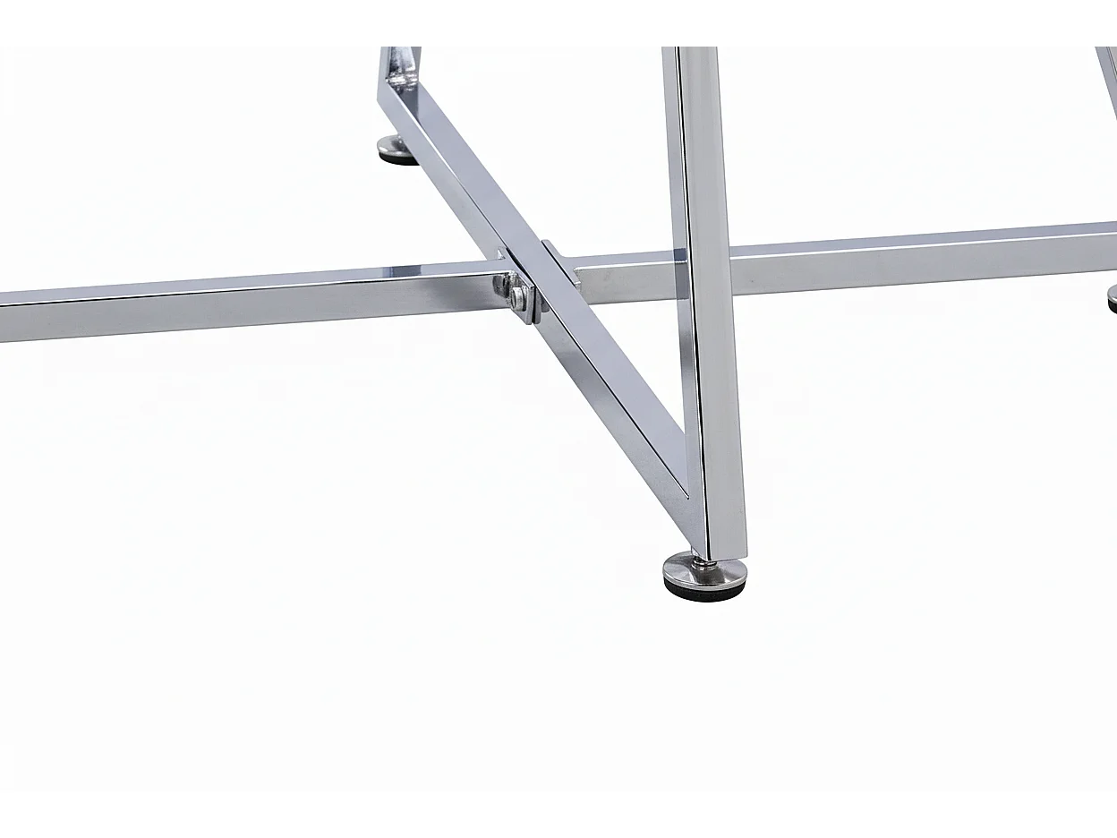 Table Basse Ronde HELOISE Métal Chrome Plateau Verre Trempé Transparent D80xH45cm