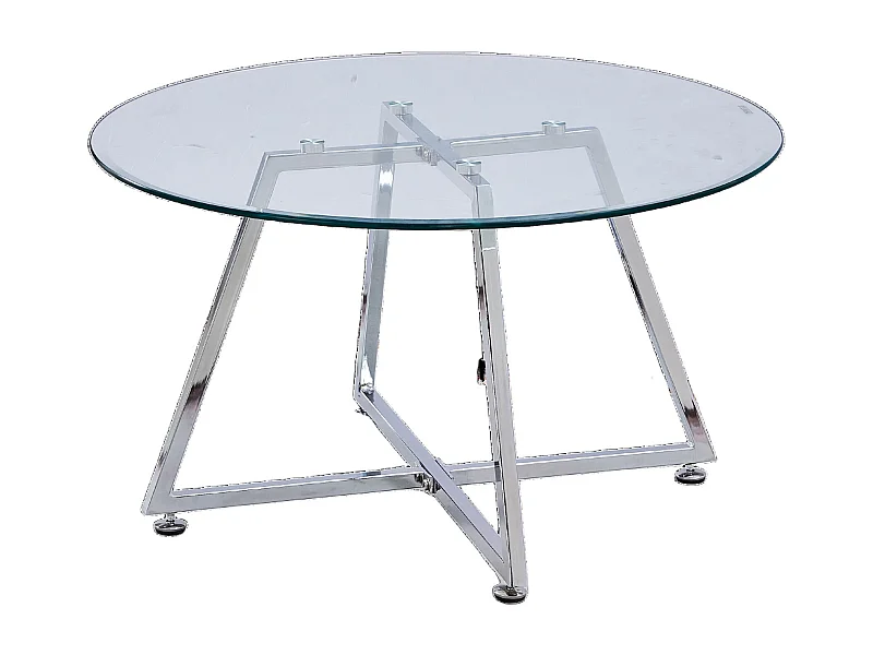 Table basse HELOISE Chrome et plateau en verre 80x45 cm