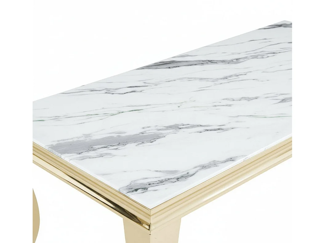 Table basse BAROQUE Gold 120x60x45 cm - Plateau Marbré blanc