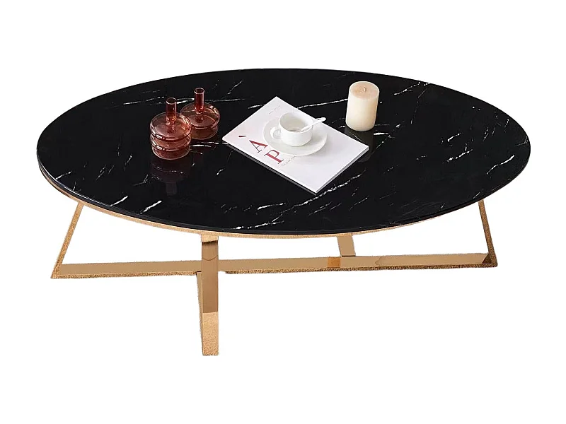 Table basse ovale GAMMA plateau Granite 120x60 cm