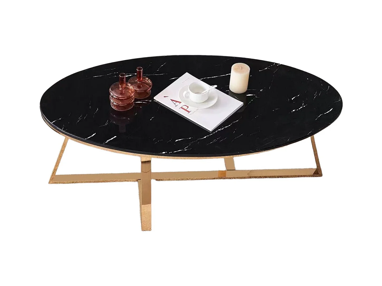Table basse ovale GAMMA plateau Granite 120x60 cm