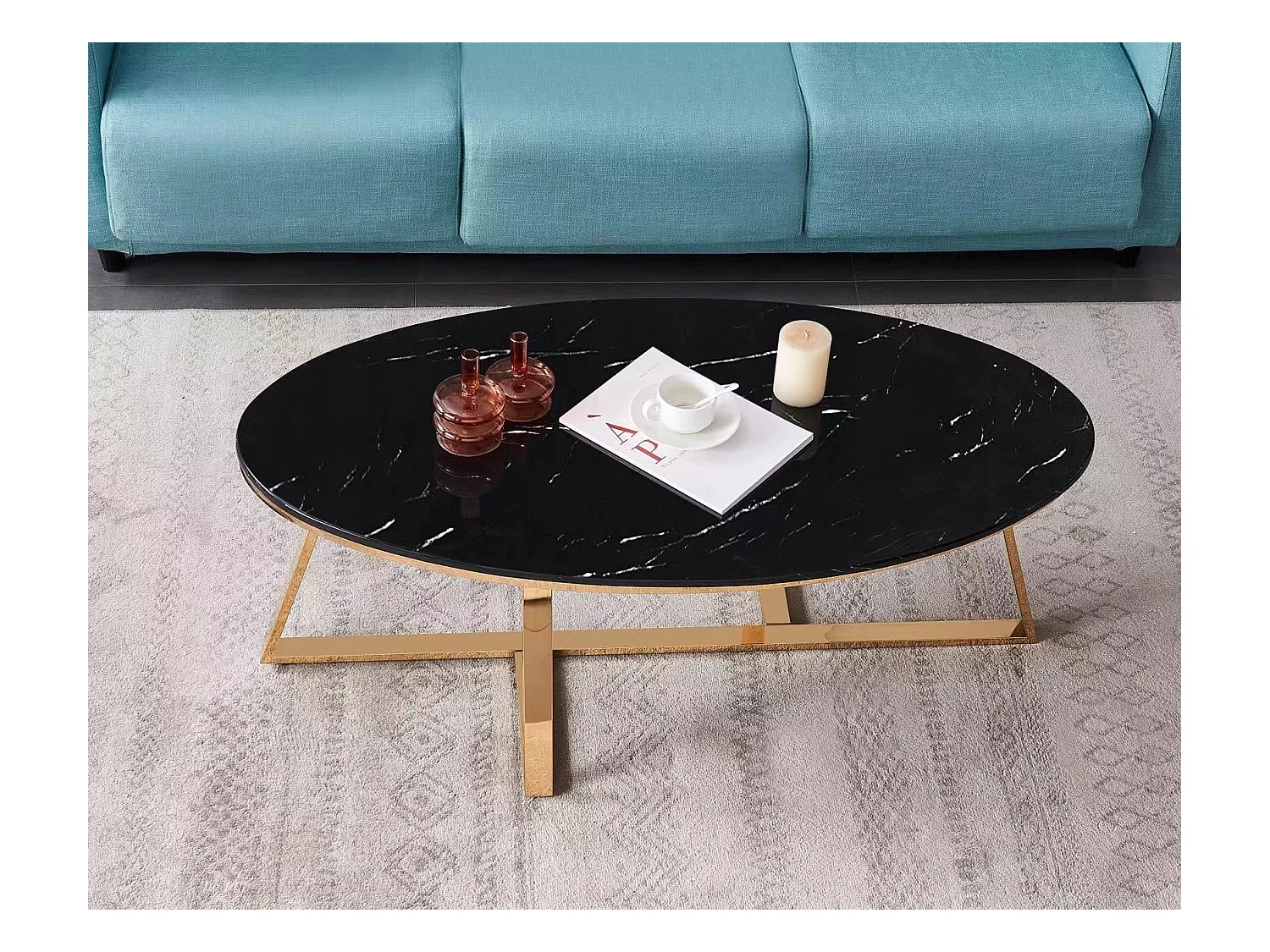Table basse ovale GAMMA plateau Granite 120x60 cm