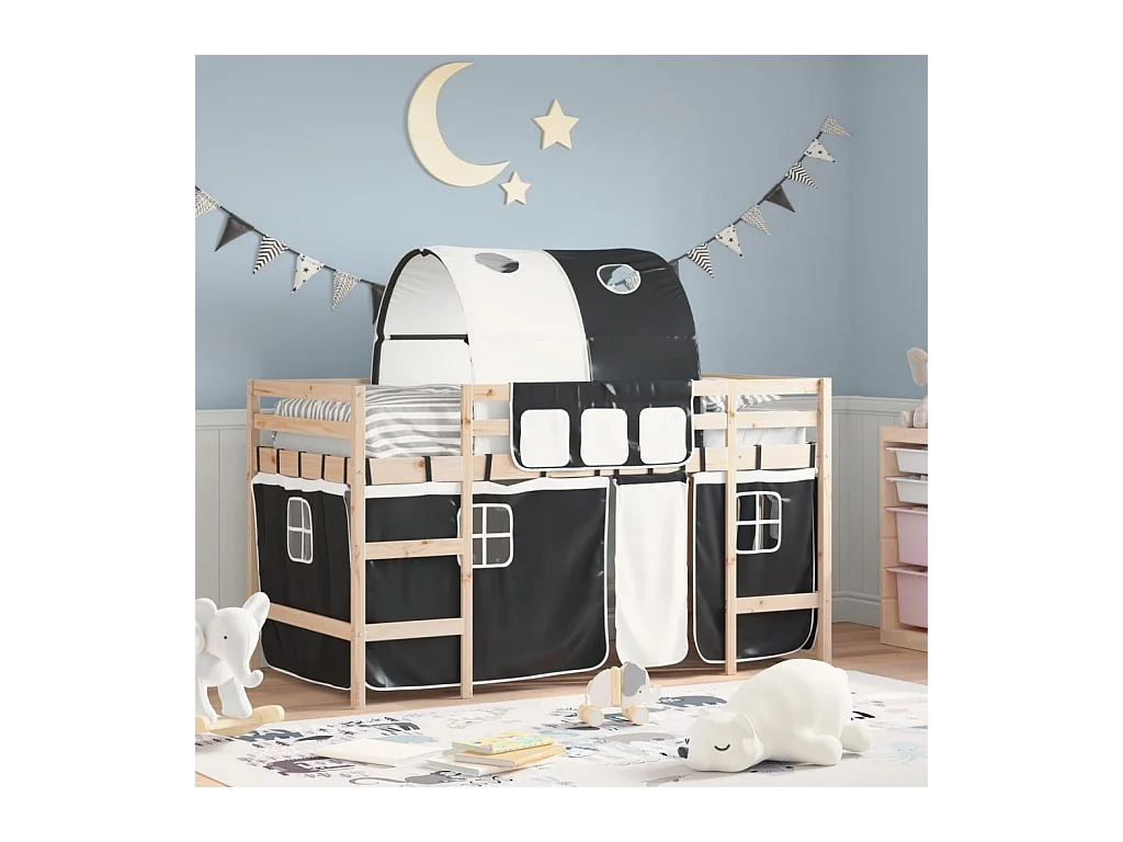 Lit simple-Lit mezzanine enfant avec tunnel sans matelas 90x190 cm