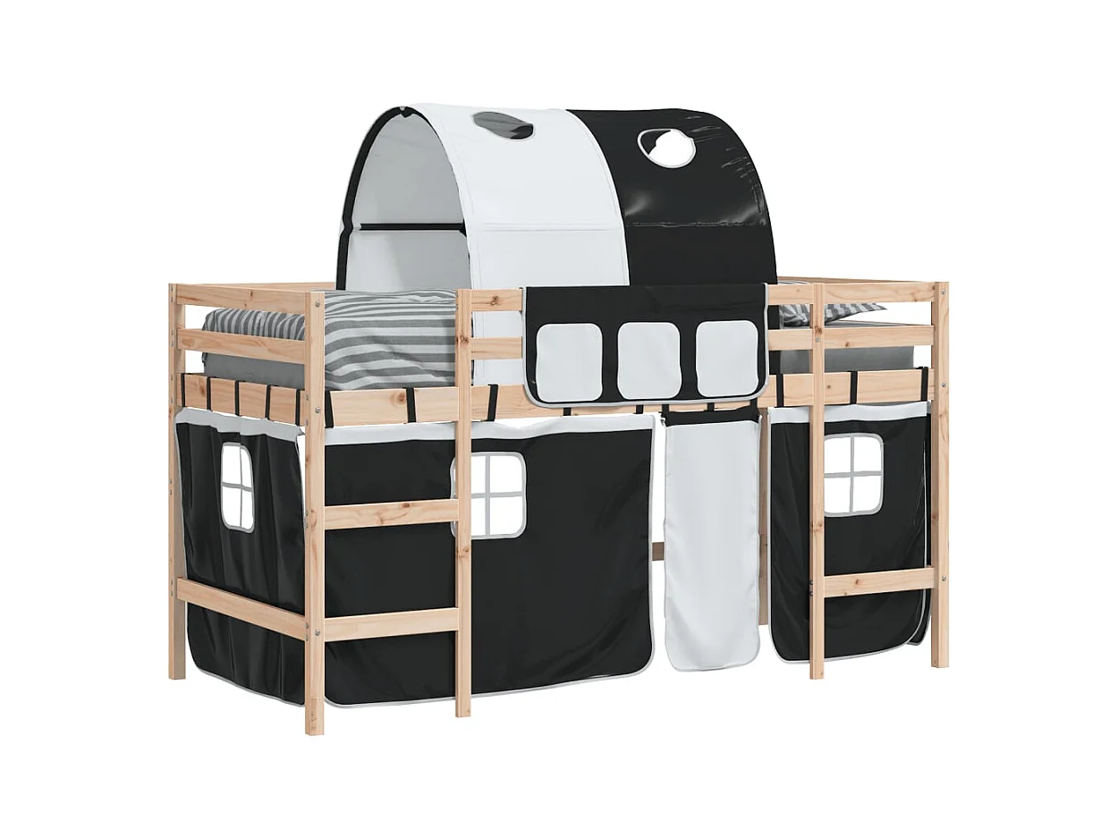 Lit simple-Lit mezzanine enfant avec tunnel sans matelas 90x190 cm