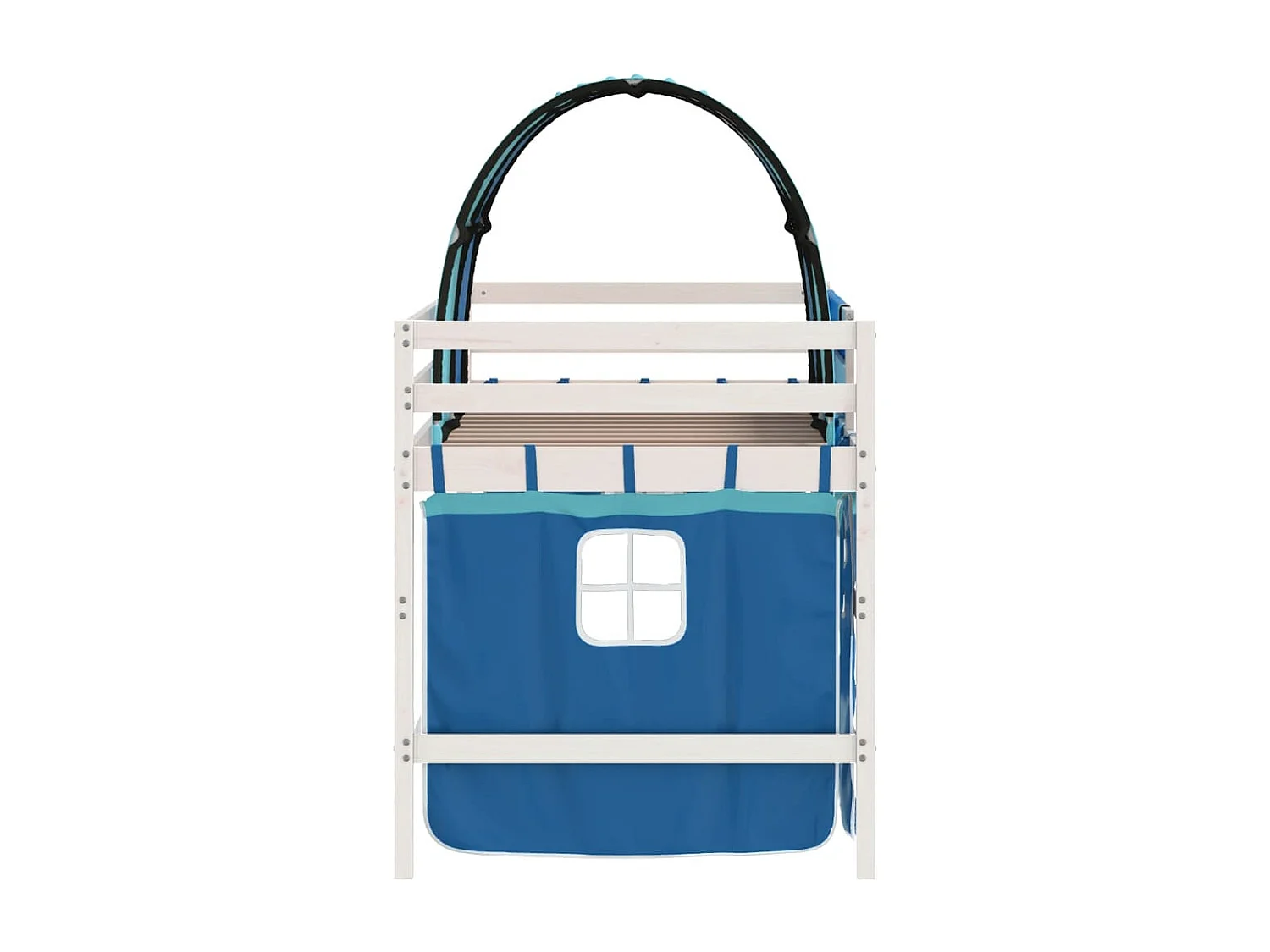 Lit simple-Lit mezzanine enfant avec tunnel sans matelas bleu 90x190 cm