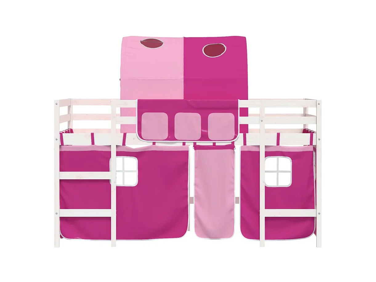 Lit simple-Lit mezzanine enfants avec tunnel sans matelas rose 80x200 cm