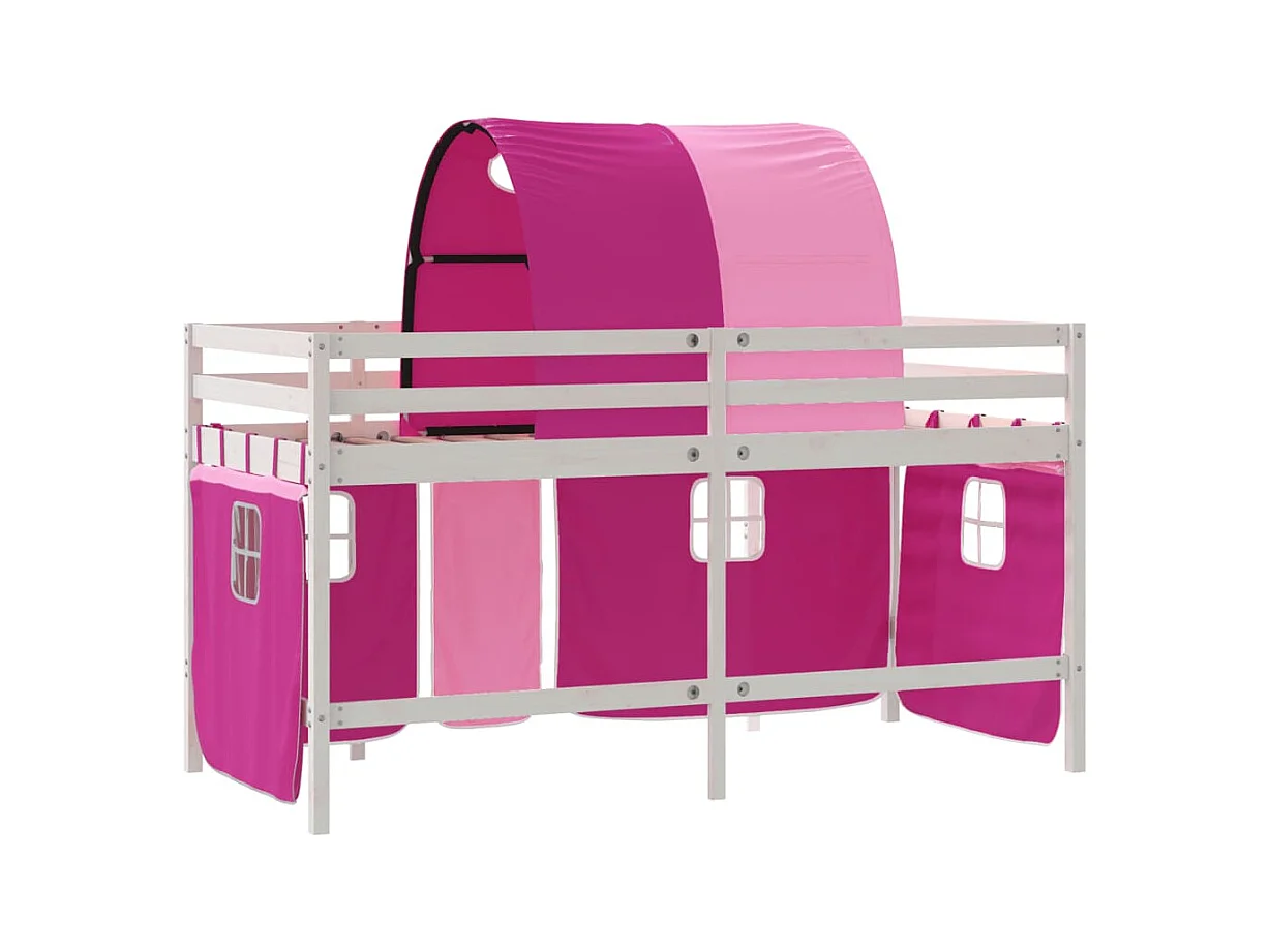 Lit simple-Lit mezzanine enfants avec tunnel sans matelas rose 80x200 cm