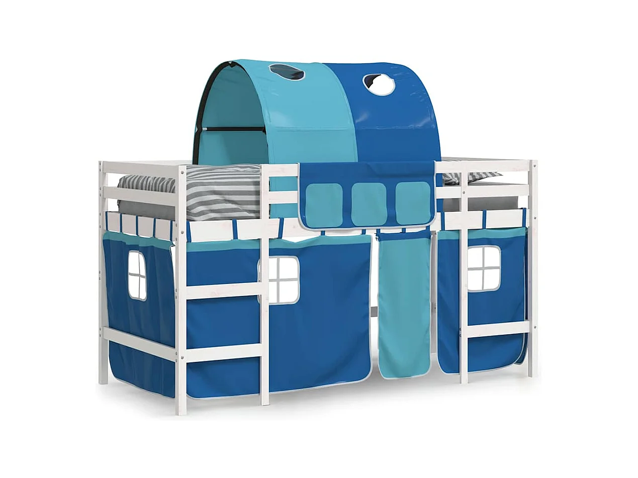 Lit simple-Lit mezzanine enfants avec tunnel sans matelas bleu 80x200 cm
