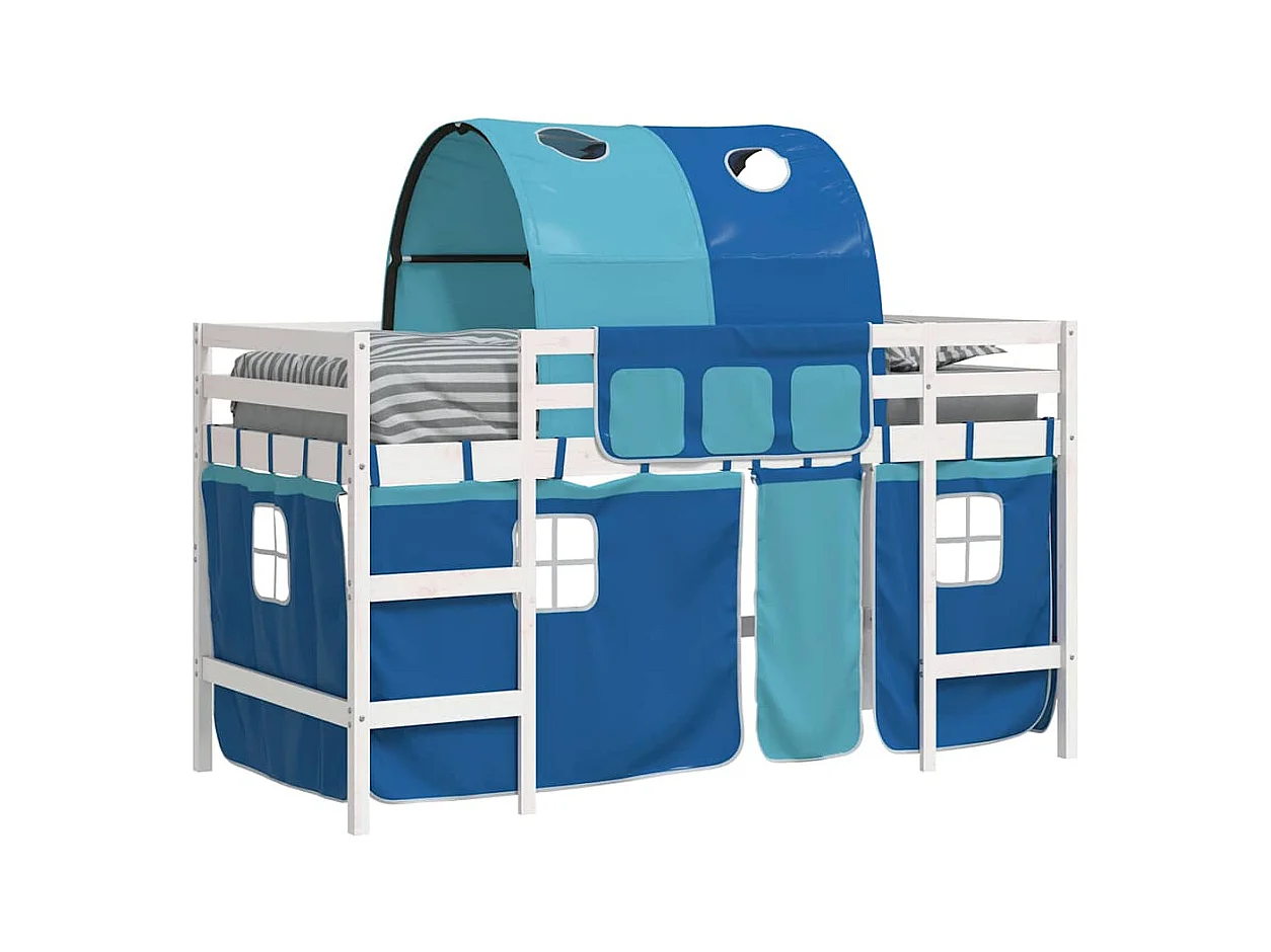Lit simple-Lit mezzanine enfants avec tunnel sans matelas bleu 80x200 cm