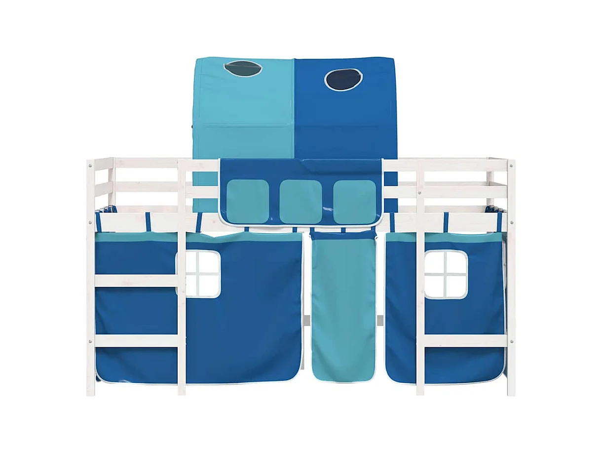 Lit simple-Lit mezzanine enfants avec tunnel sans matelas bleu 80x200 cm