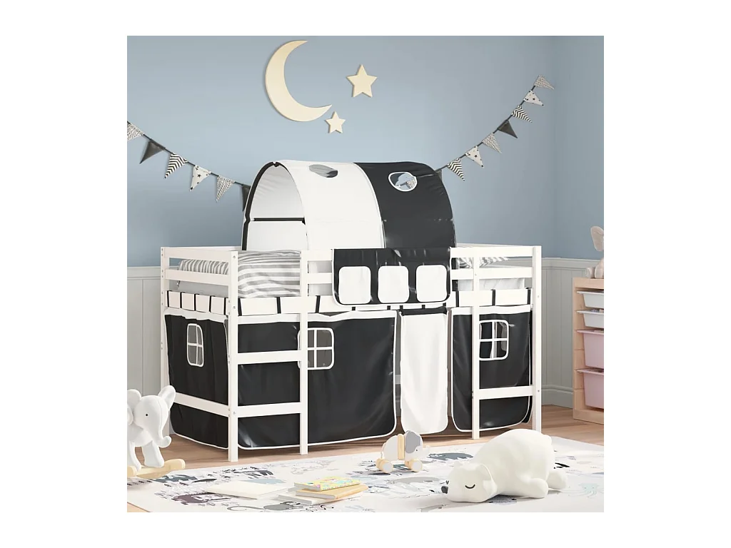 Lit simple-Lit mezzanine enfants avec tunnel sans matelas 80x200 cm