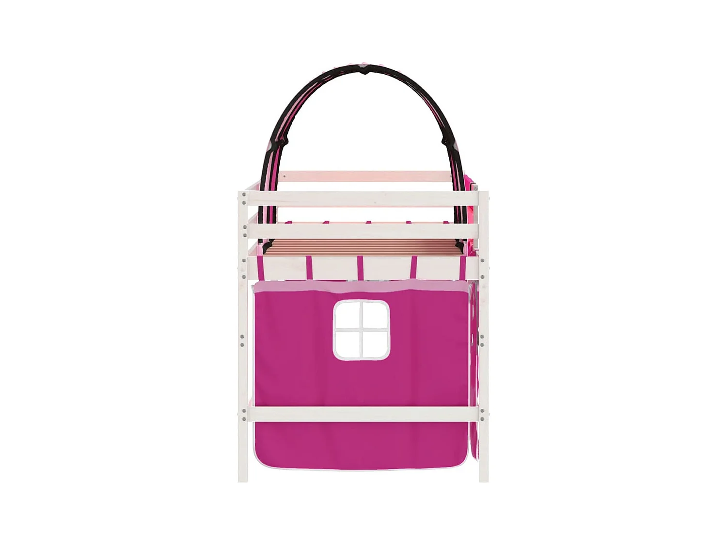 Lit simple-Lit mezzanine enfant avec tunnel sans matelas rose 90x190 cm