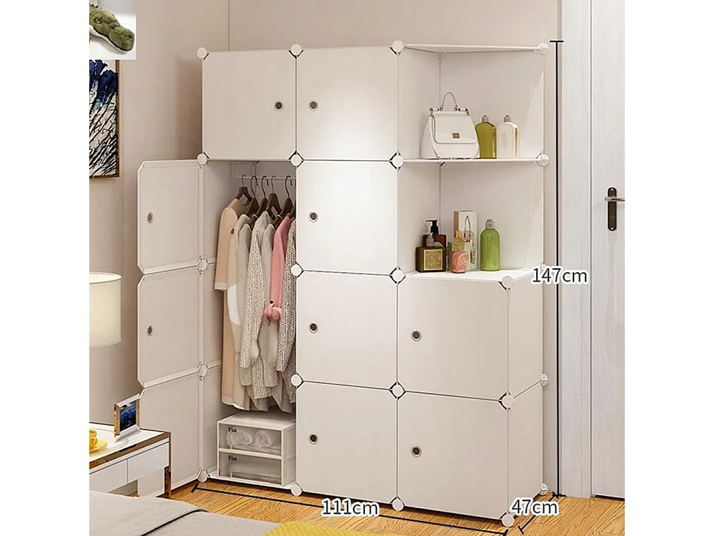 Modulaire kledingkast wit 12 planken groot ruimte voor kleding