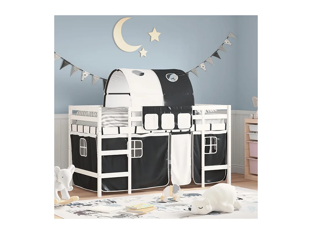 Lit simlpe-Lit mezzanine enfants avec tunnel sans matelas 90x200 cm