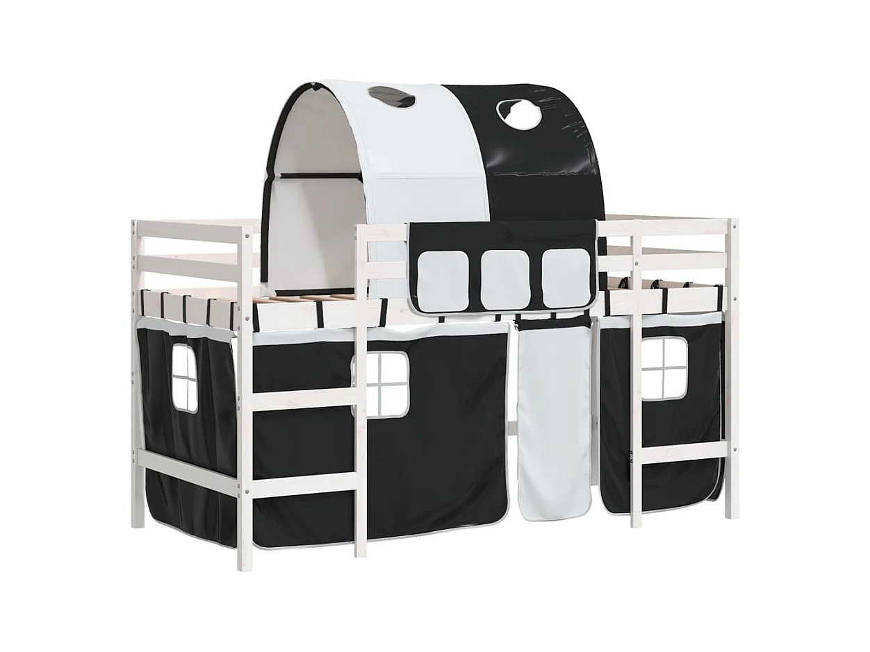Lit simlpe-Lit mezzanine enfants avec tunnel sans matelas 90x200 cm