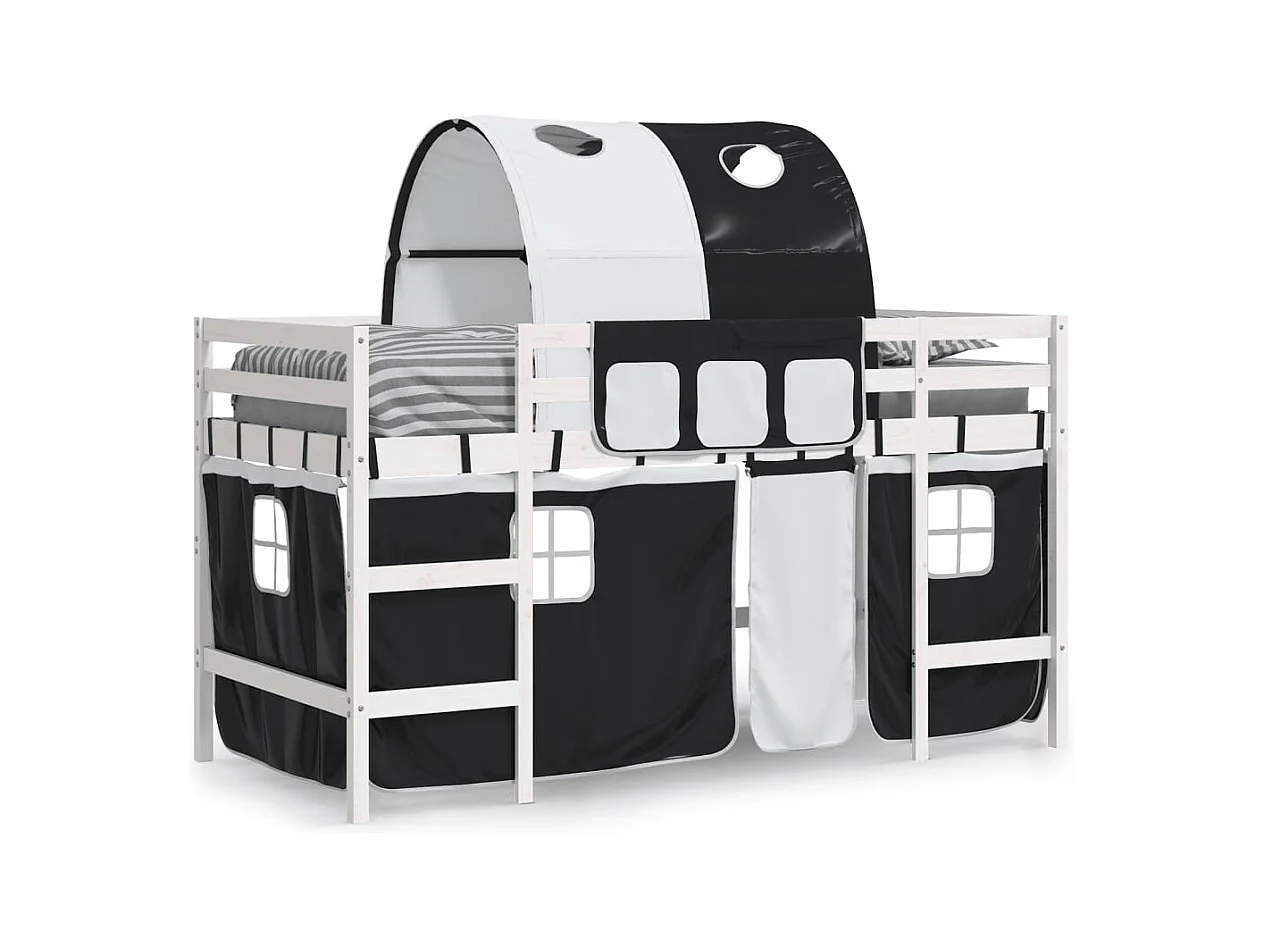 Lit simlpe-Lit mezzanine enfants avec tunnel sans matelas 90x200 cm