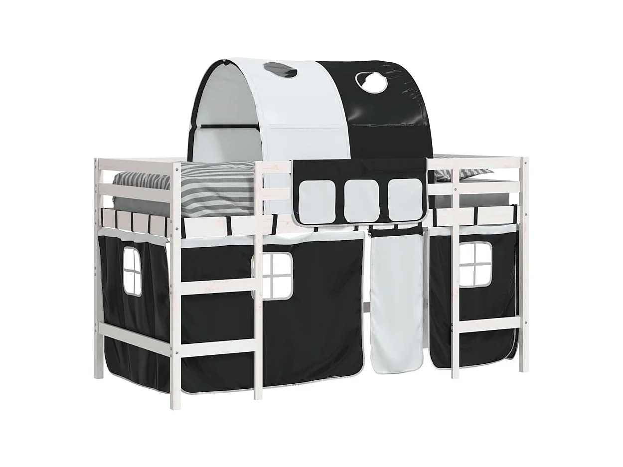 Lit simlpe-Lit mezzanine enfants avec tunnel sans matelas 90x200 cm