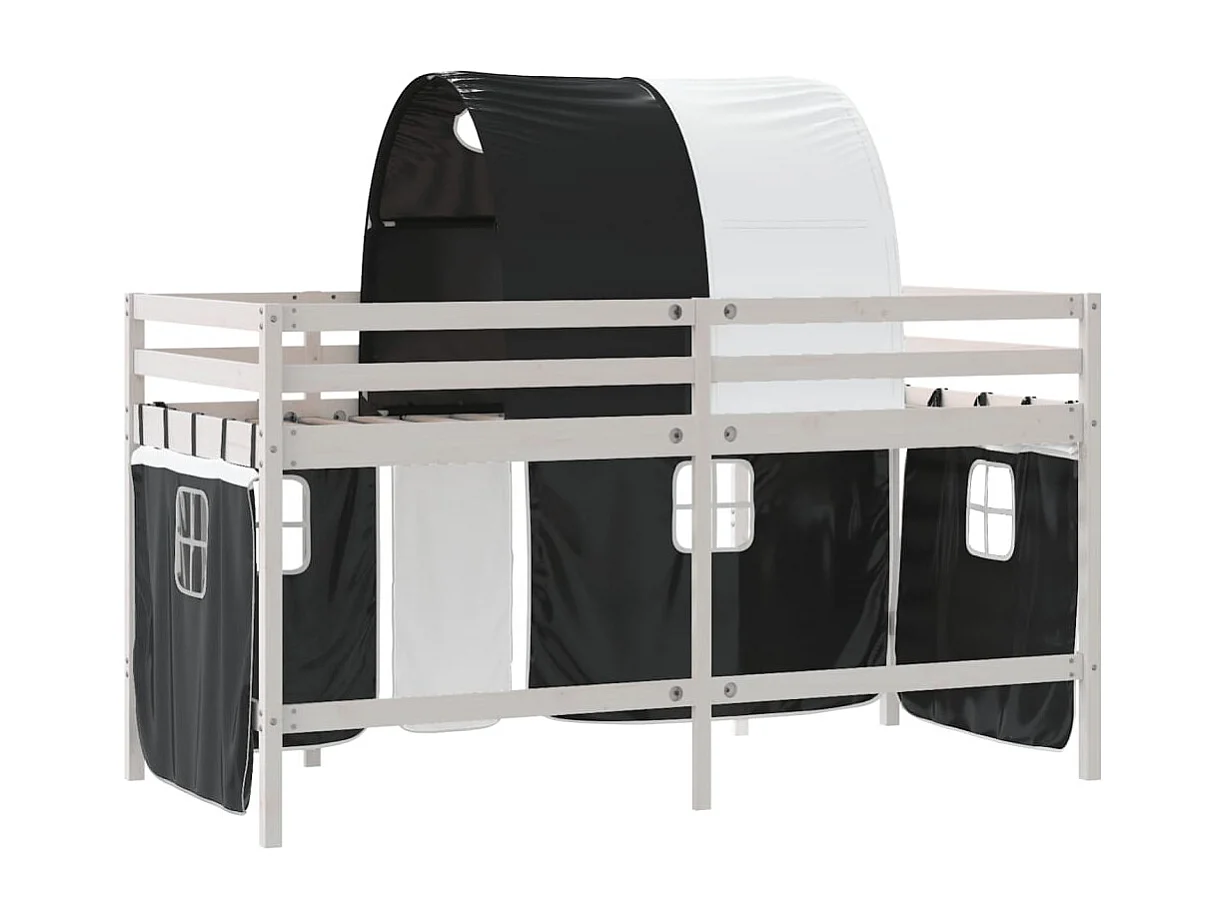 Lit simlpe-Lit mezzanine enfants avec tunnel sans matelas 90x200 cm