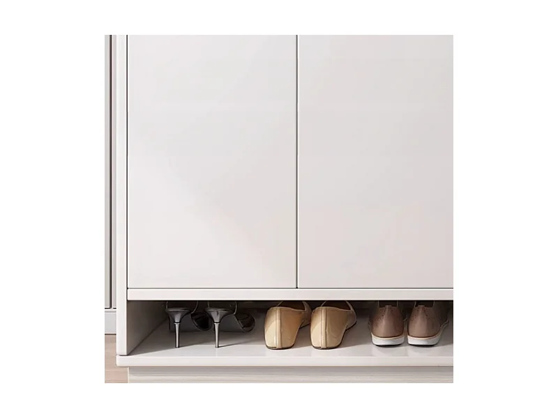 COMMODE MODERNE BLANCHE SPACIEUSE POUR CHAUSSURES ÉTAGÈRE 2 PORTES ÉTROITE