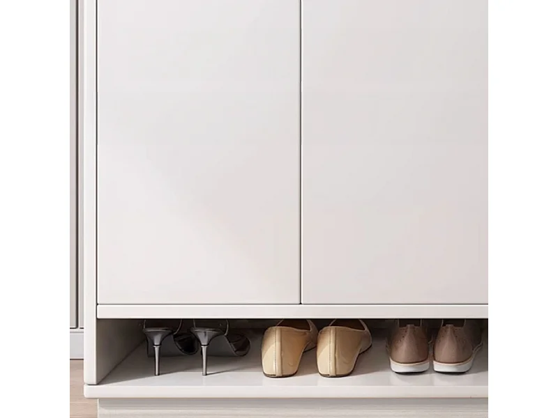 COMMODE MODERNE BLANCHE SPACIEUSE POUR CHAUSSURES ÉTAGÈRE 2 PORTES ÉTROITE