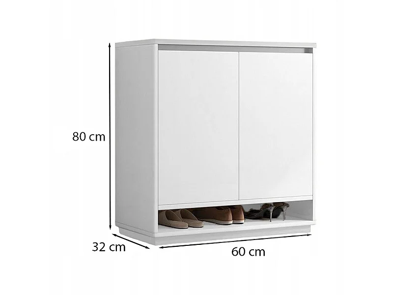MODERNE WITTE KAST MET VEEL RUIMTE VOOR SCHOENEN, 2 DEUREN, SMAL