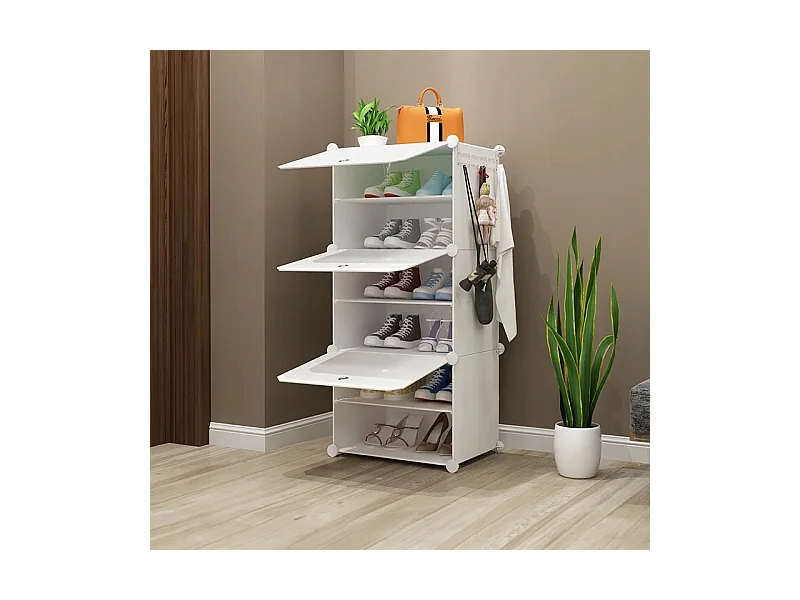 ARMOIRE À CHAUSSURES ARMOIRE MODULAIRE GARDE-ROUGE BLANCHE ÉTAGÈRE MODERNE