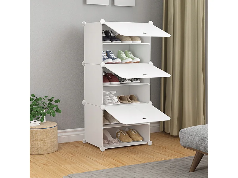 ARMOIRE À CHAUSSURES ARMOIRE MODULAIRE GARDE-ROUGE BLANCHE ÉTAGÈRE MODERNE