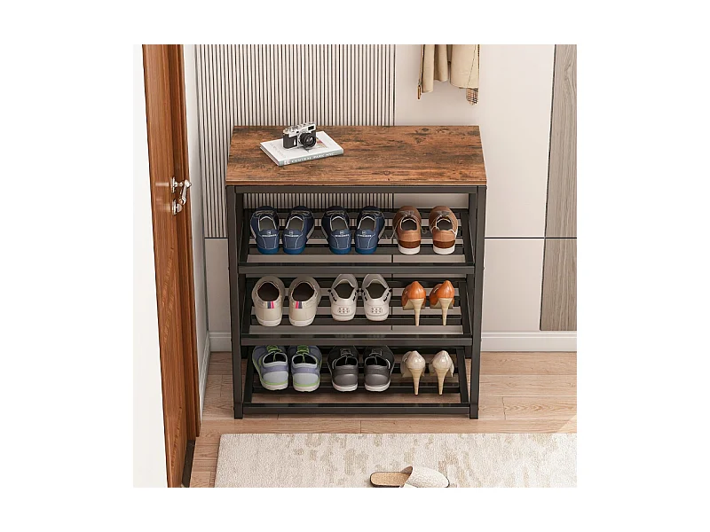 ARMOIRE À CHAUSSURES ÉTAGÈRE NOIRE ÉTAGÈRE D'ENTRÉE SUPPORT INDUSTRIEL