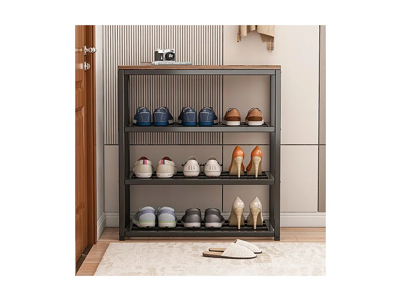 ARMOIRE À CHAUSSURES ÉTAGÈRE NOIRE ÉTAGÈRE D'ENTRÉE SUPPORT INDUSTRIEL