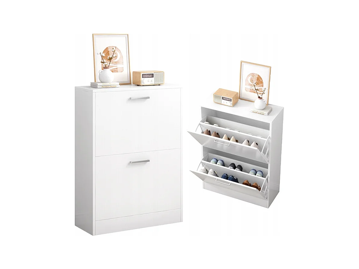 ARMOIRE À CHAUSSURES BLANCHE PLACARD À CHAUSSURES COMMODE LOFT MODERNE 60 CM