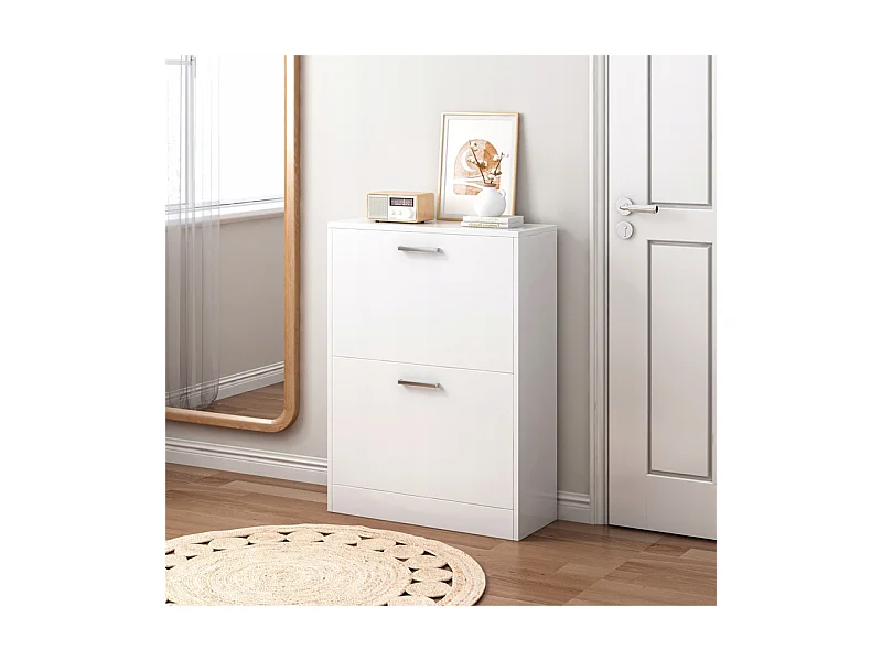 ARMOIRE À CHAUSSURES BLANCHE PLACARD À CHAUSSURES COMMODE LOFT MODERNE 60 CM