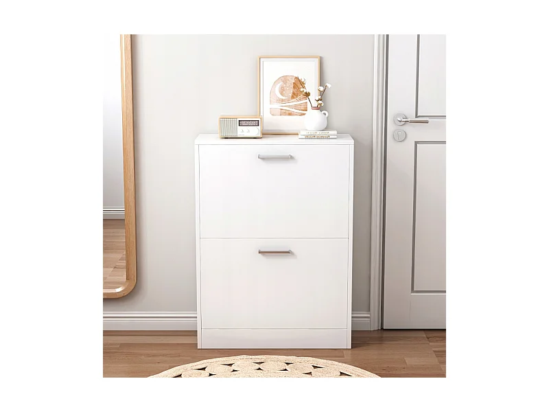 ARMOIRE À CHAUSSURES BLANCHE PLACARD À CHAUSSURES COMMODE LOFT MODERNE 60 CM