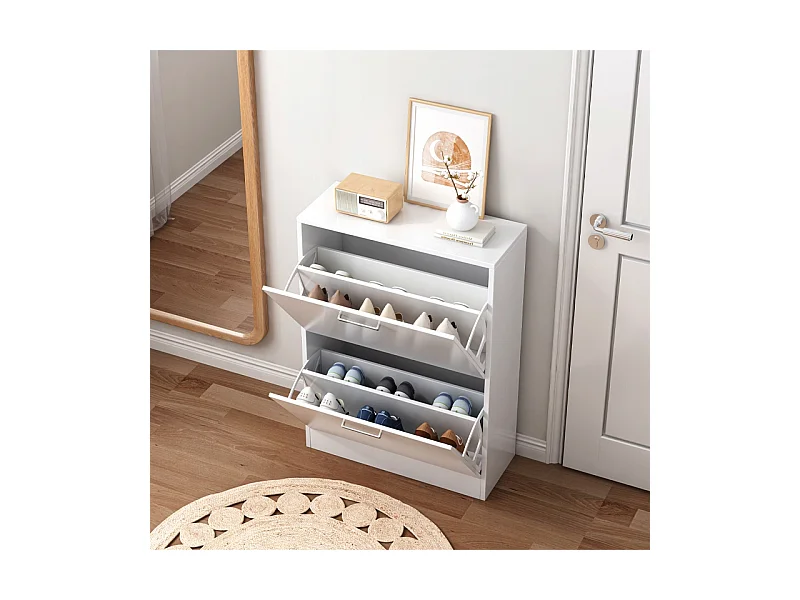 ARMOIRE À CHAUSSURES BLANCHE PLACARD À CHAUSSURES COMMODE LOFT MODERNE 60 CM