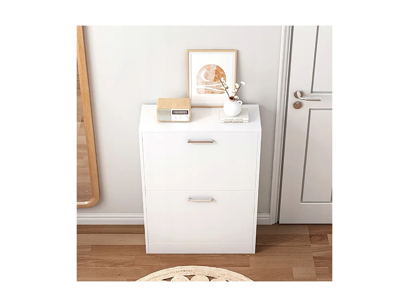 ARMOIRE À CHAUSSURES BLANCHE PLACARD À CHAUSSURES COMMODE LOFT MODERNE 60 CM