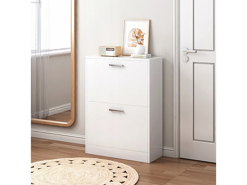 ARMOIRE À CHAUSSURES BLANCHE PLACARD À CHAUSSURES COMMODE LOFT MODERNE 60 CM