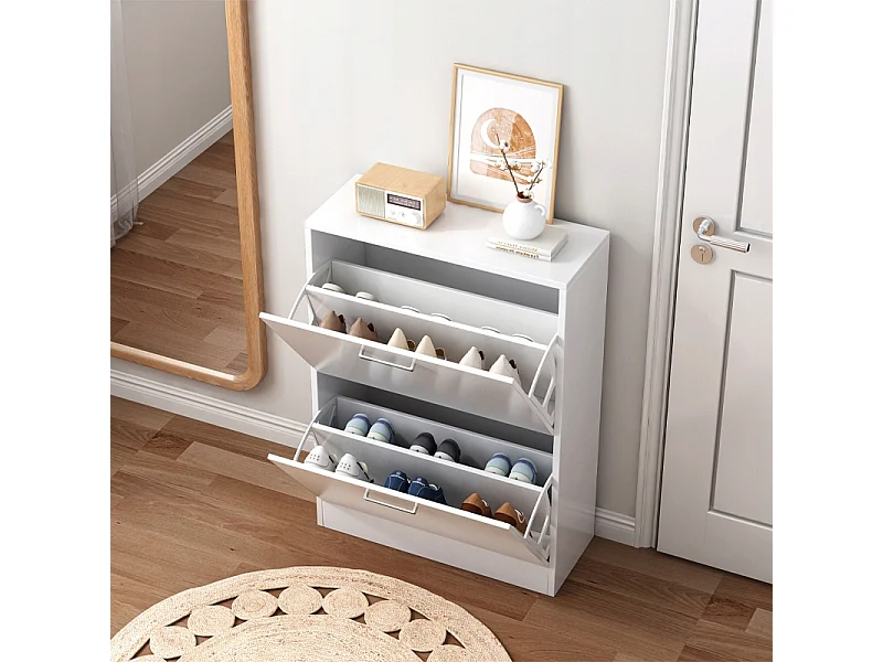 ARMOIRE À CHAUSSURES BLANCHE PLACARD À CHAUSSURES COMMODE LOFT MODERNE 60 CM