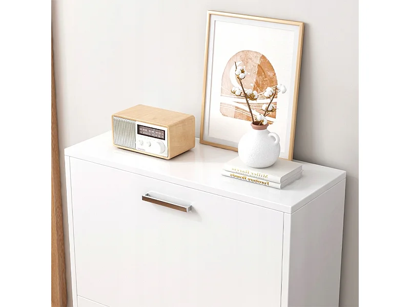 ARMOIRE À CHAUSSURES BLANCHE PLACARD À CHAUSSURES COMMODE LOFT MODERNE 60 CM