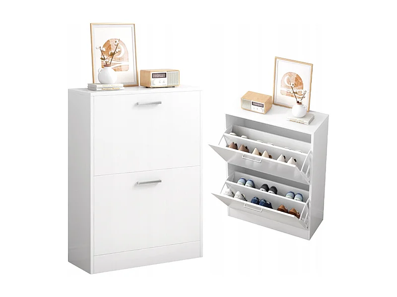 ARMOIRE À CHAUSSURES BLANCHE PLACARD À CHAUSSURES COMMODE LOFT MODERNE 60 CM