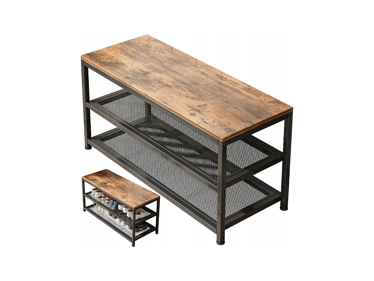 ÉTAGÈRE ARMOIRE À CHAUSSURES AVEC ASSISE GRANDE ÉTAGÈRE INDUSTRIELLE LOFT RÉTRO 73 CM