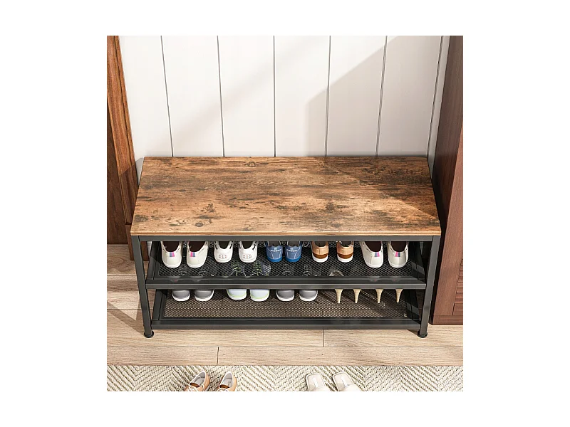 ÉTAGÈRE ARMOIRE À CHAUSSURES AVEC ASSISE GRANDE ÉTAGÈRE INDUSTRIELLE LOFT RÉTRO 73 CM