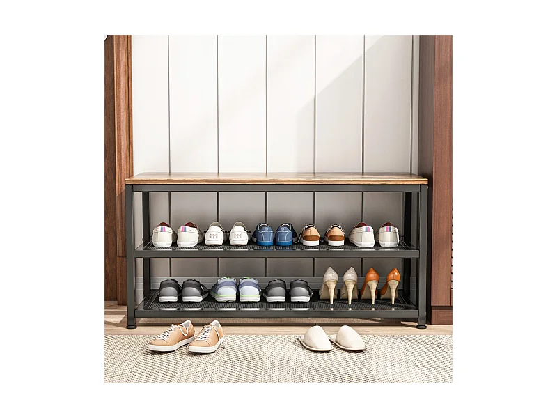 ÉTAGÈRE ARMOIRE À CHAUSSURES AVEC ASSISE GRANDE ÉTAGÈRE INDUSTRIELLE LOFT RÉTRO 73 CM