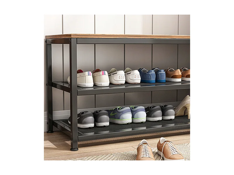 ÉTAGÈRE ARMOIRE À CHAUSSURES AVEC ASSISE GRANDE ÉTAGÈRE INDUSTRIELLE LOFT RÉTRO 73 CM