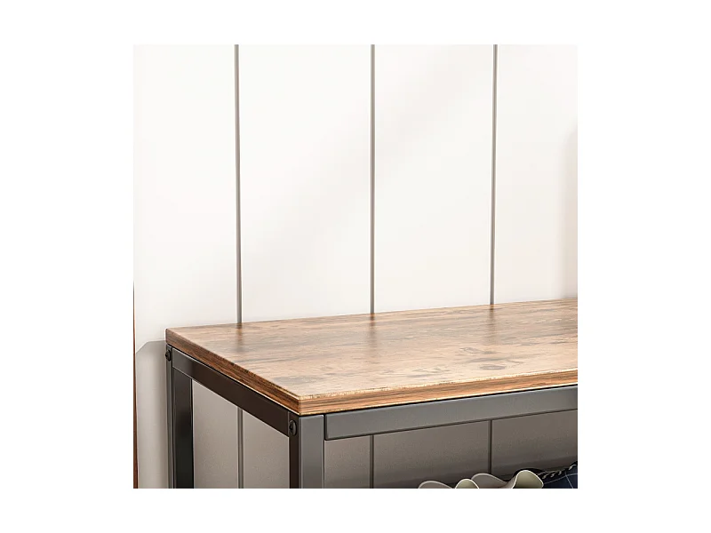 ÉTAGÈRE ARMOIRE À CHAUSSURES AVEC ASSISE GRANDE ÉTAGÈRE INDUSTRIELLE LOFT RÉTRO 73 CM