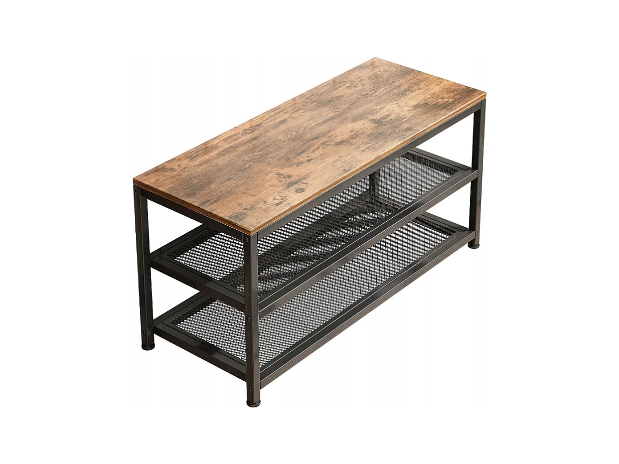 ÉTAGÈRE ARMOIRE À CHAUSSURES AVEC ASSISE GRANDE ÉTAGÈRE INDUSTRIELLE LOFT RÉTRO 73 CM