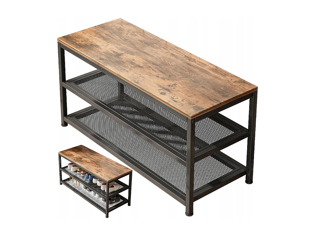 REGAL SCHUHKASTEN MIT SITZFLÄCHE GROSSE INDUSTRIELLE LOFT-RETRO-REGALBÖDE 73 CM