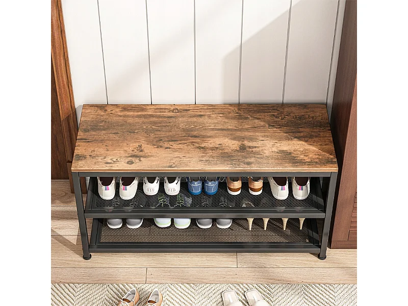REGAL SCHUHKASTEN MIT SITZFLÄCHE GROSSE INDUSTRIELLE LOFT-RETRO-REGALBÖDE 73 CM
