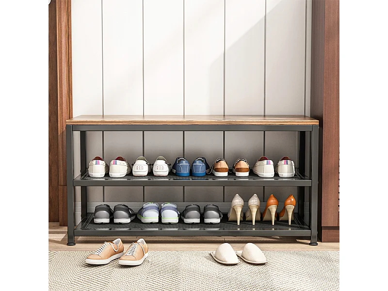 REGAL SCHUHKASTEN MIT SITZFLÄCHE GROSSE INDUSTRIELLE LOFT-RETRO-REGALBÖDE 73 CM